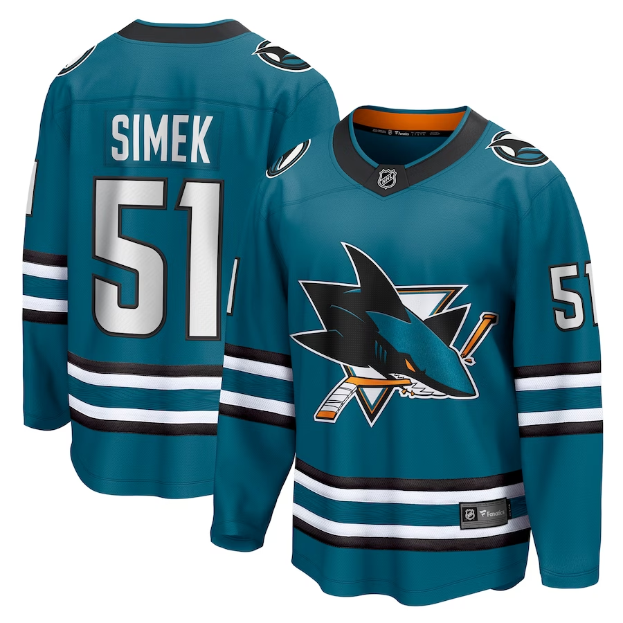 Men's San Jose Sharks Radim Simek #51 Teal Breakaway Home Jersey